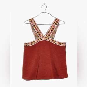 Madewell Rust color Embroidered swing Sweater Tank